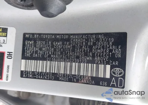 2019 Toyota Corolla Se from USA, damaged, VIN 2T1BURHE0KC239123